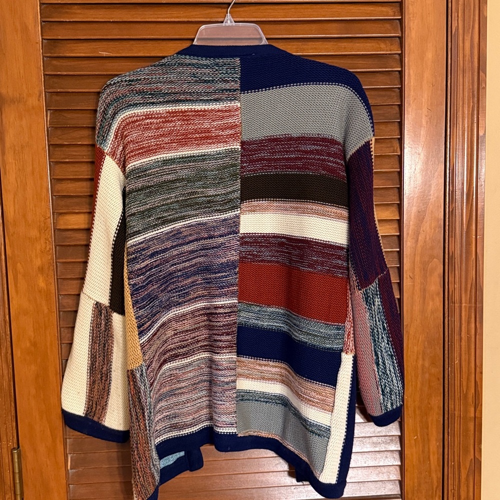 Colorful Patchwork Open Front Cardigan - Picture 3 of 4